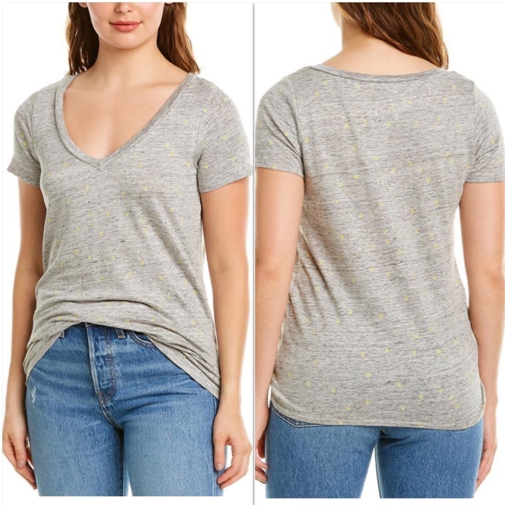 Chaser heather gray tiny peace sign v-neck short sleeve t-shirt